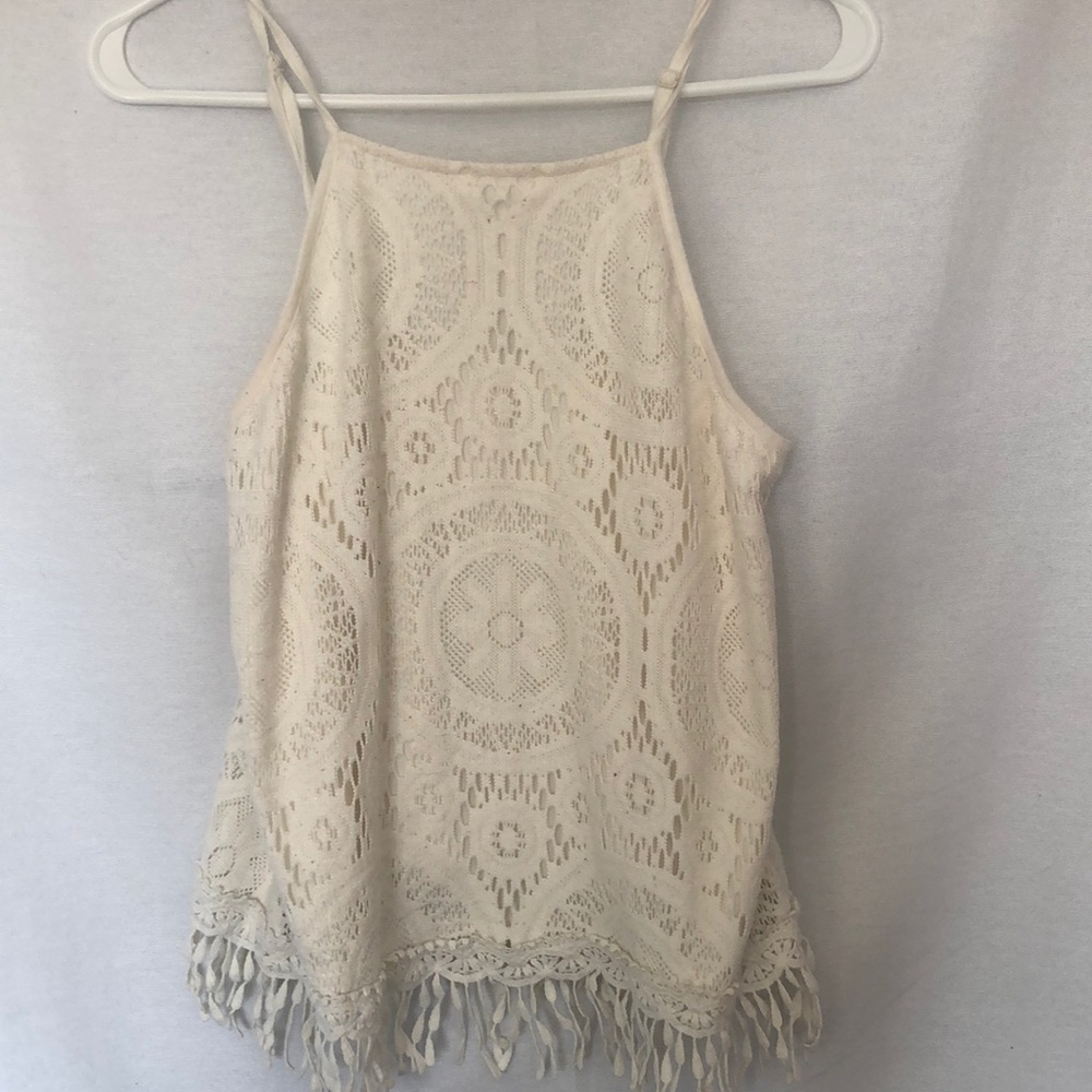 white laced tank top